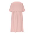 thumbnail image 6 of Aimik Fashion Women Round-Neck Short Sleeve Solid Color Plus Size Long Dress Summer Casual Loose Comfortable Knee-Length Dress, 6 of 6