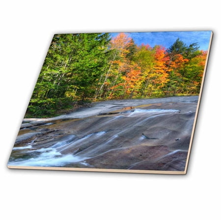 3dRose, USA, New Hampshire, White Mountains. Flowing stream and forest, Fall., 12 Inch Ceramic Tile