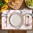 thumbnail image 4 of Pink Grey Placemats Set of 8, Geometric Circle Modern Abstract Simple Art Placemats for Dining Table, Place Mats for Kitchen Tabletop, Waterproof Wipeable Dining Table Mats Set, 4 of 9