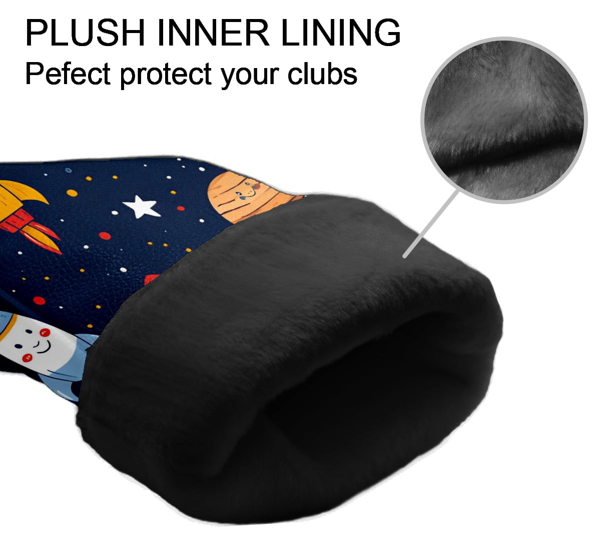 Golf Club Covers, DarkBlue RocketPlanet Premium PU Leather Driver Hybrid Putter Head Covers with Velvet Lining, Waterproof Golf Gifts for Men Women