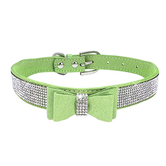 Bling Crystal Cat Collar Metal Adjustable Puppy Bow Tie Rhinestone Soft Collars Pet Supplies for Small Medium Dogs
