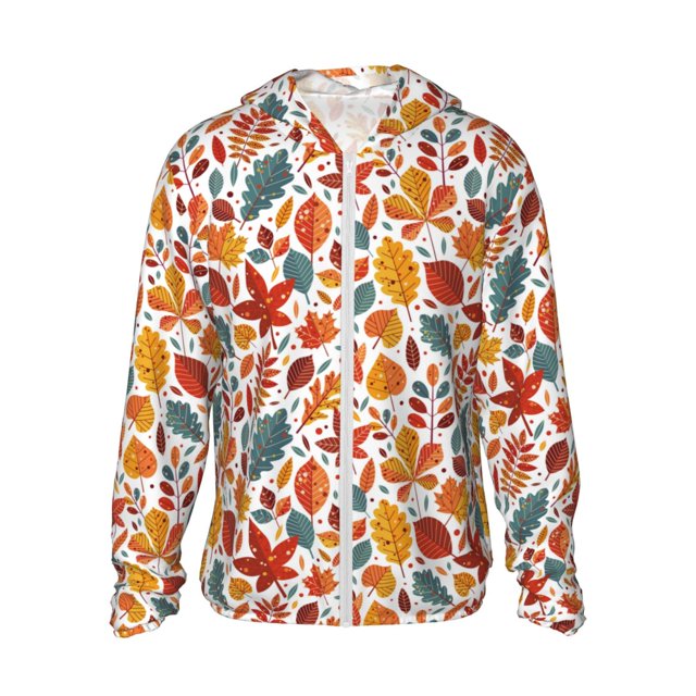 Balery Colorful Maple Leaves Sudadera ligera de manga larga con capucha y protección solar UPF 50+ para hombre y mujer, ideal para pesca y running-XX-Large