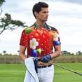 thumbnail image 4 of Lsque Pikmin Pattern Golf Shirts for Men Dry Fit Print Moisture Wicking Performance Short Sleeve Polo Shirt-X-Large, 4 of 7