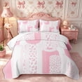 thumbnail image 2 of Manfei Rustic Flowers Twin Quilt Set 2 Pieces,Geometric Stripes Twin Coverlet Set,1 Bedspread and 1 Pillowcase, 2 of 7