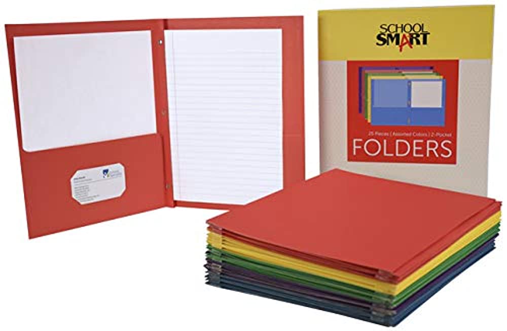 School Smart Heavy Duty Leatherette-Pocket Folder, 9.5" x 11.75", Pack of 25