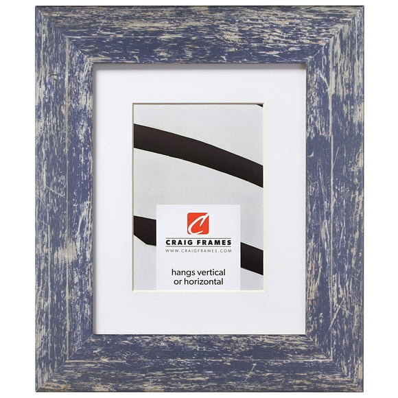 Craig Frames American Barn, 12 x 12 Inch Faux Barnwood Picture Frame Matted to Display a 9 x 9 Inch Photo, Blue