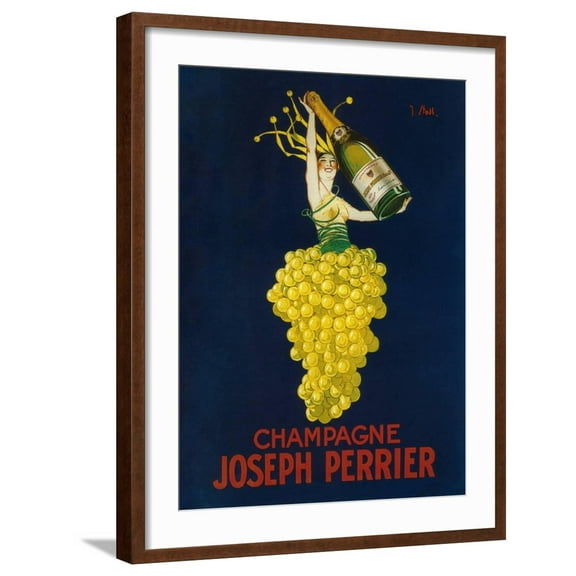 Art.com France - Joseph Perrier Champagne Promotional Poster Art Print by Lantern Press, Brown Frame Wall Art, 23" x 29"