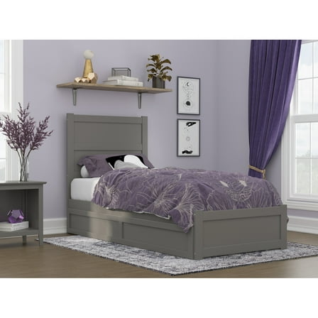 AFI NoHo Wood Twin XL Bed with Footboard/Twin XL Trundle in Gray