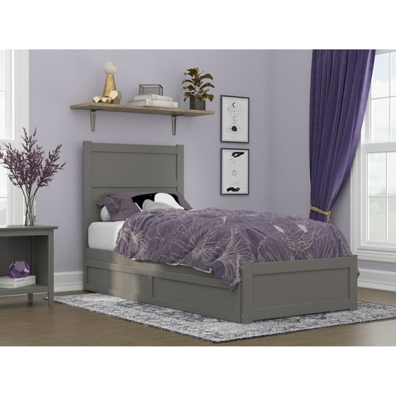 AFI NoHo Wood Twin XL Bed with Footboard/Twin XL Trundle in Gray
