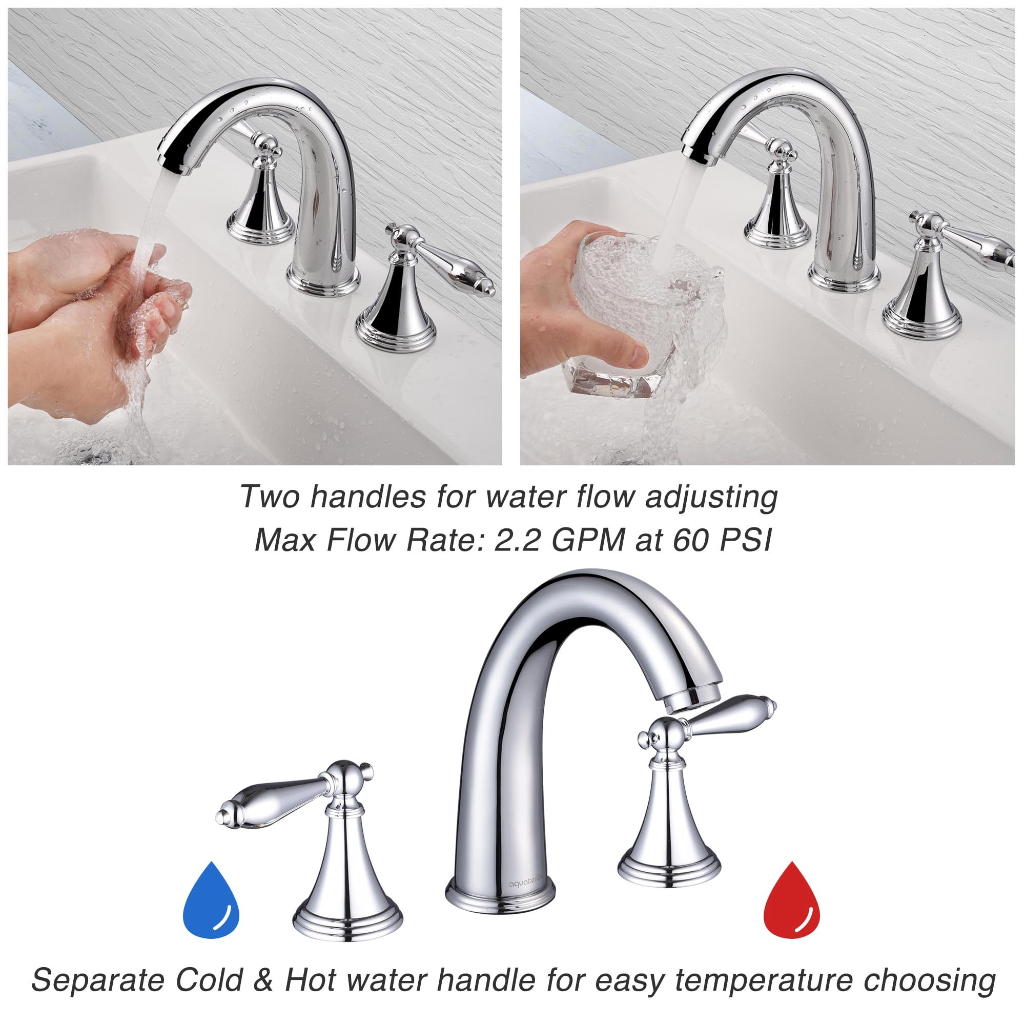 Aquaterior Rectangle Ceramic Sink Bathroom Countertop Basin with Faucet Drain