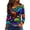Multicolor, variant on Yuaguia Women Halloween Elements Print Long Sleeve T-Shirt, Spooky Side Split Crewneck Casual Autumn Fall Top for Daily Wear, Work, and Holiday Parties, Purple Pink L