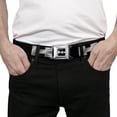 thumbnail image 3 of GM General Motors Belt, Seatbelt Buckle Belt, H3 Black Silver Logo Repeat, 30 to 44 Inches, 3 of 9