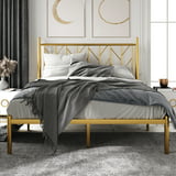 Amolife Full Size Modern Metal Platform Bed Frame, Vintage Style, Gold ...