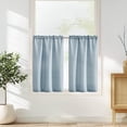 thumbnail image 3 of Curtainking Blue Kitchen Curtains 36 inch Linen Textured Cafe Curtains for Bathroom Farmhouse Light Filtering Tier Curtains Rod Pocket 2 Panels, 3 of 8