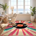 thumbnail image 3 of Design&I 3'x5' Ultra Soft Throw Mat, Wet Music Vinyl Record Cd Retro Groovy Starburst Tapete Redondo None Fluffy Washable Easy Care Indoor rug for Bedside Hallway, 3 of 7