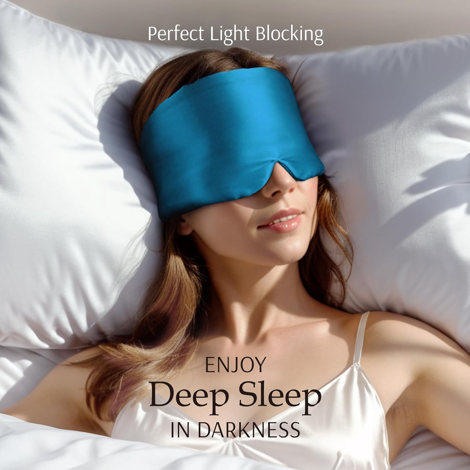 100% Mulberry Silk Sleep Mask Eye Mask for Man and Woman with Adjustable Headband, Full Size Large Sleep Mask & Blindfold for Total Blackout for All Night Sleep, Travel & Nap- Light Plum