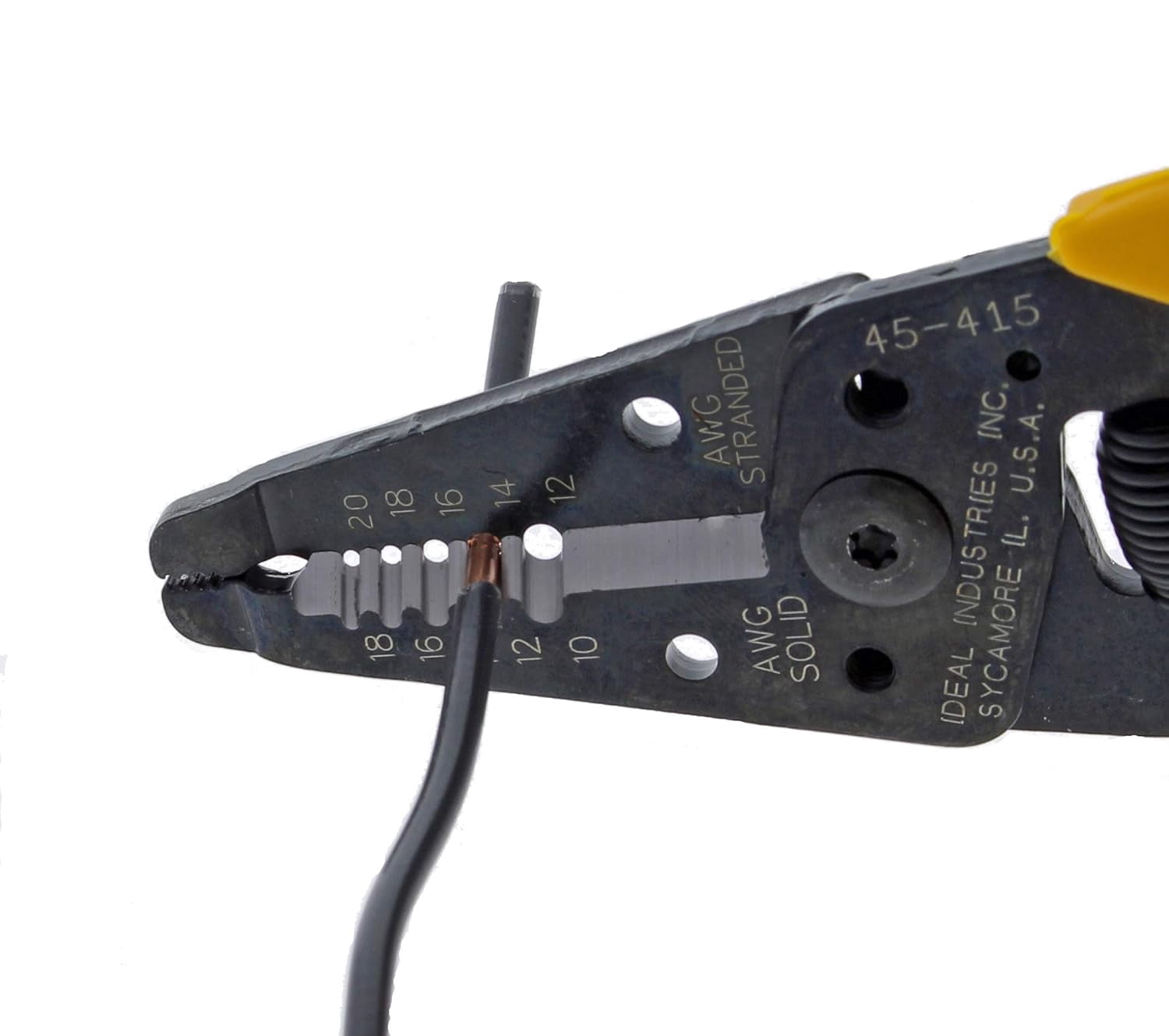 IDEAL Electrical 45-415 Premium Reflex T-5 Stripper - 10-20 AWG, Wire Stripper, Plier Nose, Slide Lock, Textured Grips,Yellow