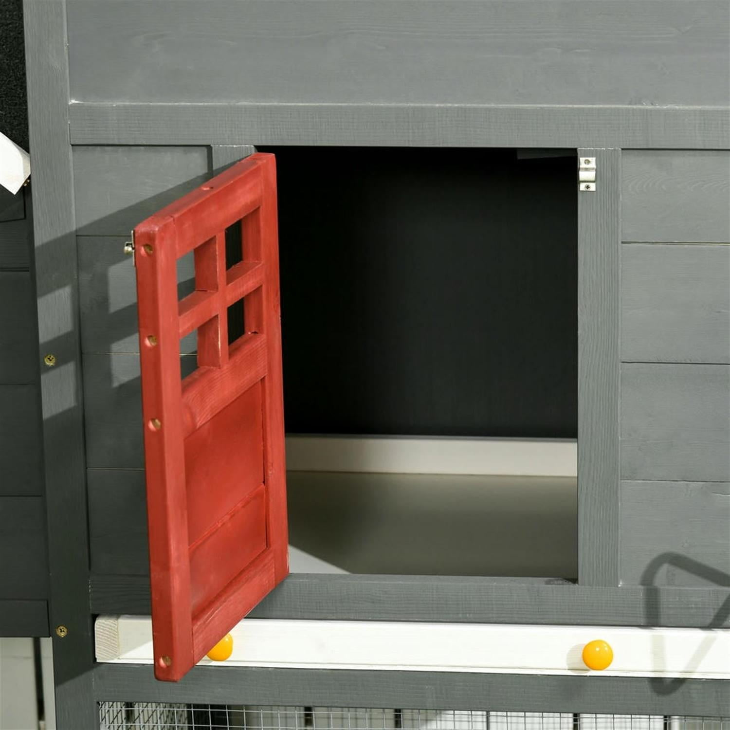 Pefilos 118" Outdoor Wooden Chicken Coop with Nesting Box, Runs, Farm Hen House 3-6 Hens, Weatherproof Pet House for Rabbits, Poultry, Gray