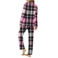 thumbnail image 3 of Wyongtao Womens Long Sleeve Sleepwear Soft Plaid Button Down Loungewear 2 Piece Pjs Pants Set,Pink XXXL, 3 of 4