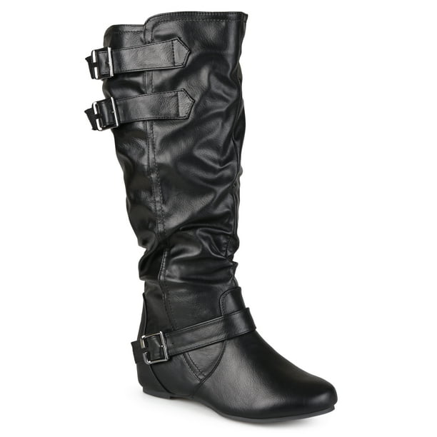 Women's Cammie Buckle Detail Wide Calf Boots - Walmart.com
