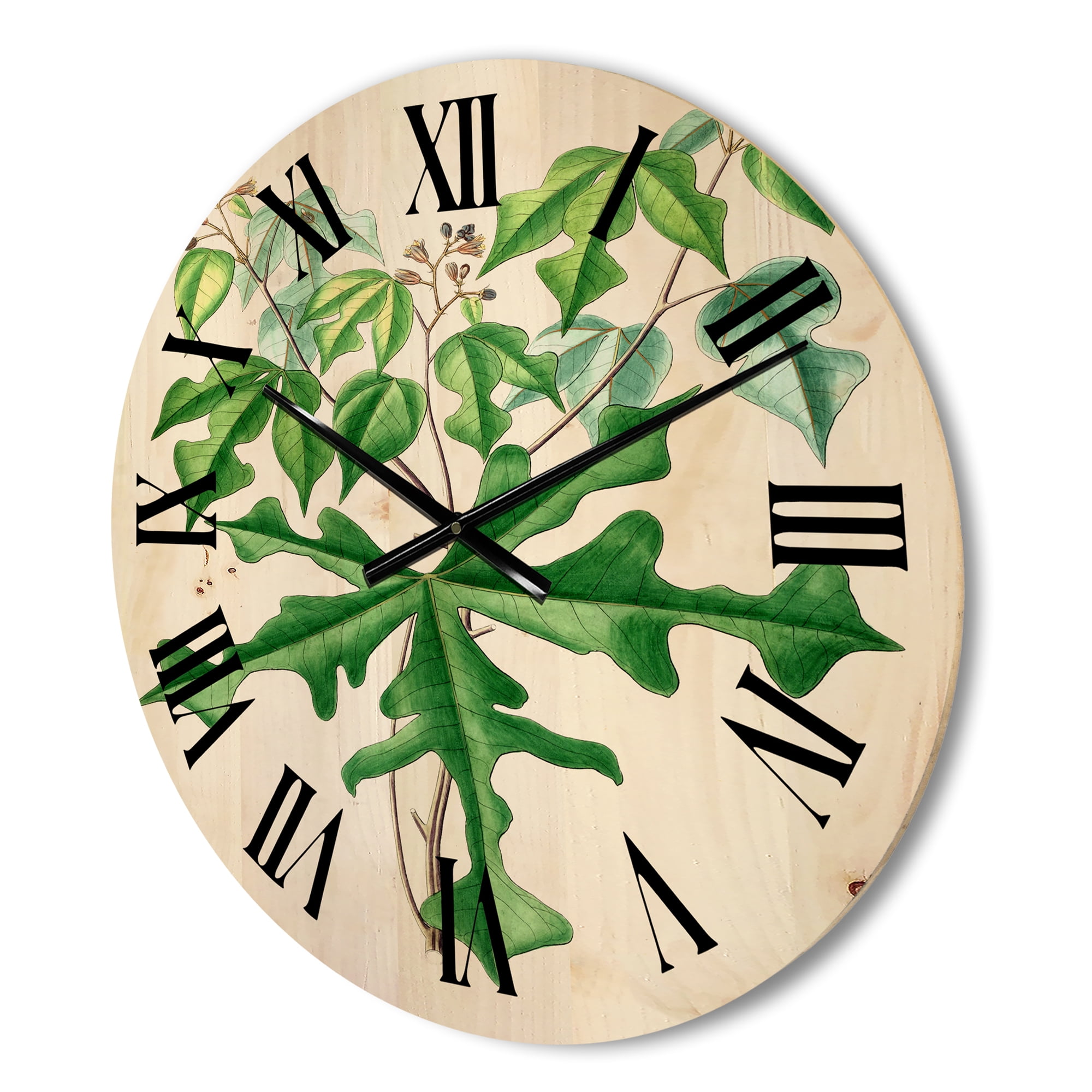 Designart 'Ancient Drawing of Wild Plants' Traditional Wood Wall Clock