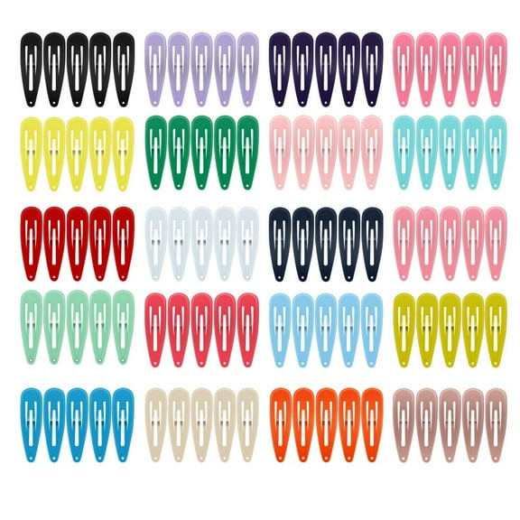Hair Clips for Toddler Girls, (100-Pack 20 Colors) Non-Slip Snap Metal Barrettes for Baby Girls, Kids, Mini Hair Clips for Thin Hair - 1.2 Inch