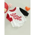 thumbnail image 3 of Faithtur Bébé Garçons Filles Tombent Romper, Manches Longues Col Rond Lettre Impression Contraste Couleur Body, 3 of 8