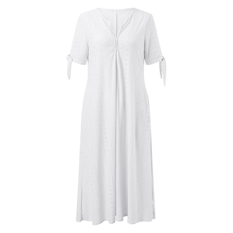 Womens Dresses White Front Button Dress White Cotton Button Front Drop  Waist Dress Mini Dresses Red