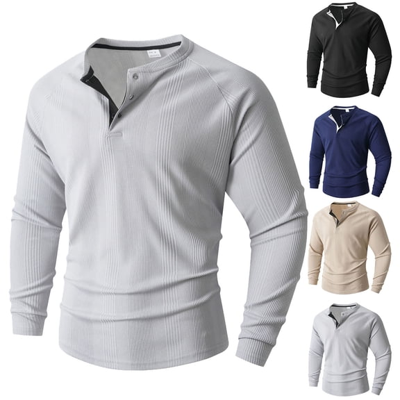 Men's Solid Color Long Sleeve Crewneck Undershirt Top T-Shirt Casual Daily Essential Cotton Polyester Blend Soft Breathable Basics Gym Workout Loungewear Fashion Streetwear Gift