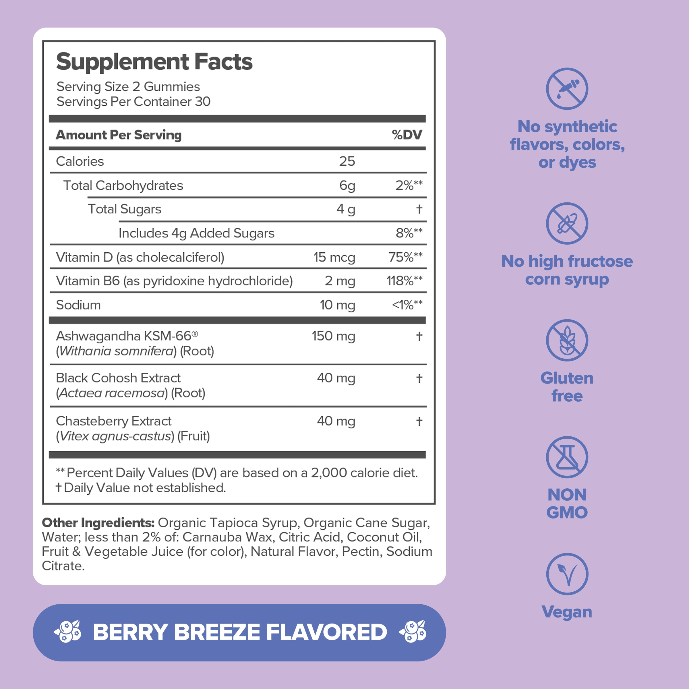 O Positiv MENO Menopause Relief Vitamin Gummies for Hot Flashes, Night Sweats, and Mood Swings, 60 Count