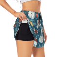 thumbnail image 2 of Haiem Christmas Snowman Gift Women's 2 in 1 Running Shorts - Lightweight Athletic Workout Gym Yoga Breathable Sports Shorts Liner with Phone Pockets-Large, 2 of 9