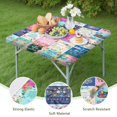 thumbnail image 4 of Pioneer Flower Floral Print Pattern Square Fitted Tablecloth with Elastic Edge,Square Table Cover,Washable Elastic Table Cover for Home Kitchen Party Decor 36"x36", 4 of 6