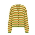thumbnail image 3 of Striped Cardigan Sweater for Women Long Sleeve Chunky Knitted Coat Yellow L, 3 of 5