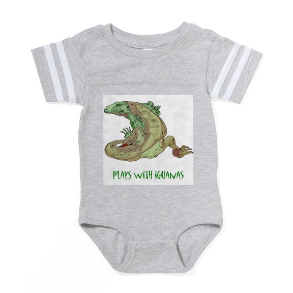 CafePress - Plays With Iguanas.... - Cute Infant Baby Football Bodysuit