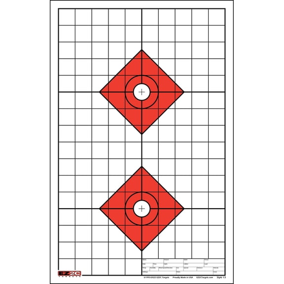 25 EZ2C Targets Style 13: Double Diamond. Paper Range Target 11"x17" (25 Pack)