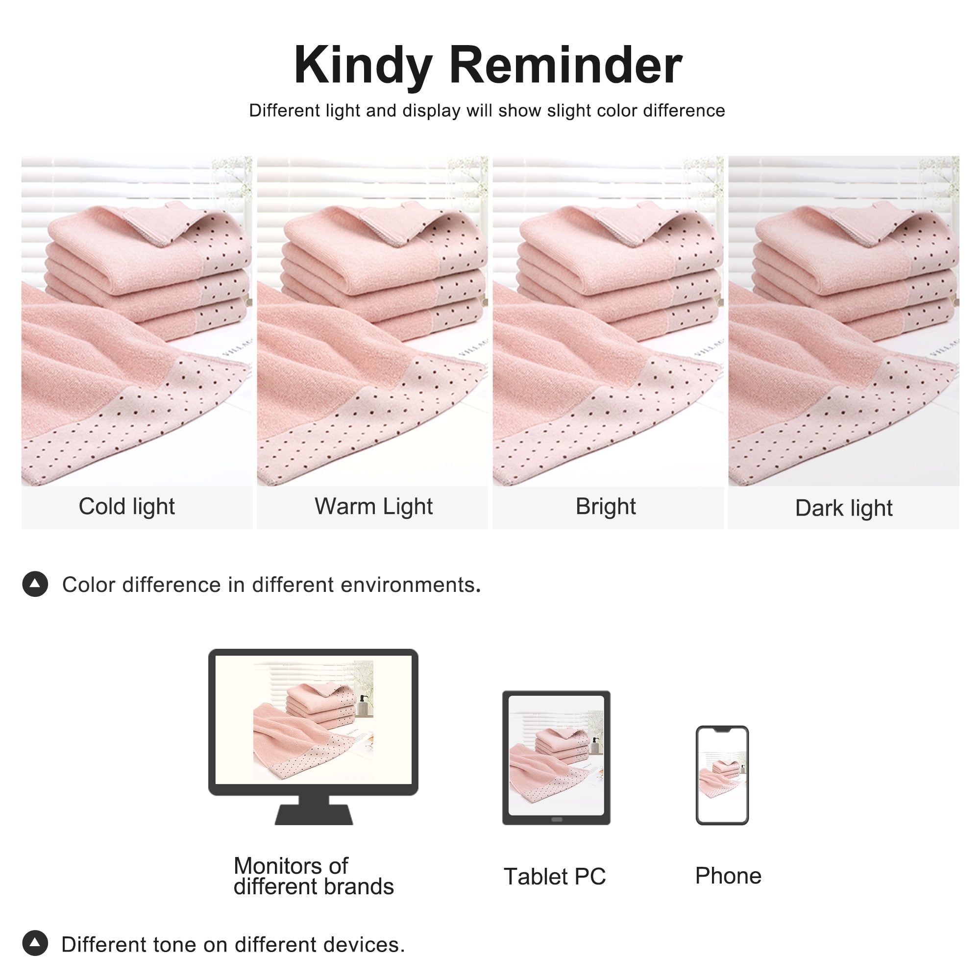 Unique Bargains Cotton 600 GSM Absorbent Hand Towel Set 14" x 30" Misty Rose 4 Pcs