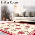 thumbnail image 2 of ODIKA 5'x7' Machine Washable Non-Slip Area Rug, Elegant Blossom Trellis Lattice Petals Arrangement High Traffic Rug, Red, 663159, 2 of 7