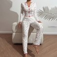 thumbnail image 5 of Women's Long Sleeve Long Pants Pajama Set - Outdoor Wear Suitable Loungewear - Red Size XL, 5 of 5