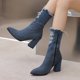thumbnail image 3 of NECHOLOGY Botas Mujer Adulto Femenino Zapatos Botines mujer Botas con cremallera lateral hueca de mezclilla para mujer de otoño a la moda para mujer (BU1, 7.5), 3 of 6