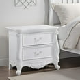 thumbnail image 6 of Maver Nightstand with 2 Drawers Scrolled Details, 32 Inch White Wood, 6 of 6