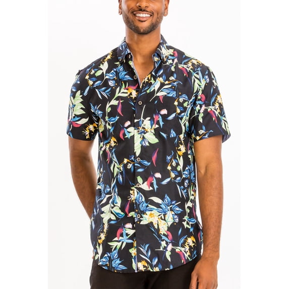 Men Hawaiian Shirt Vacation Short Sleeve Casual Button Down Shirts Summer Beach Shirt