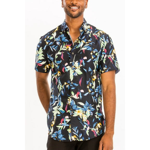 Men Hawaiian Shirt Vacation Short Sleeve Casual Button Down Shirts Summer Beach Shirt