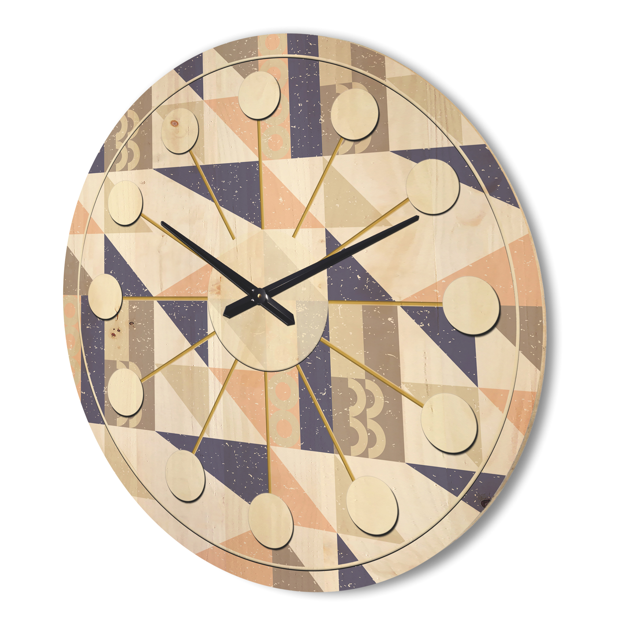 Designart 'Geometrical Retro Design X' Mid-Century Modern Wood Wall Clock