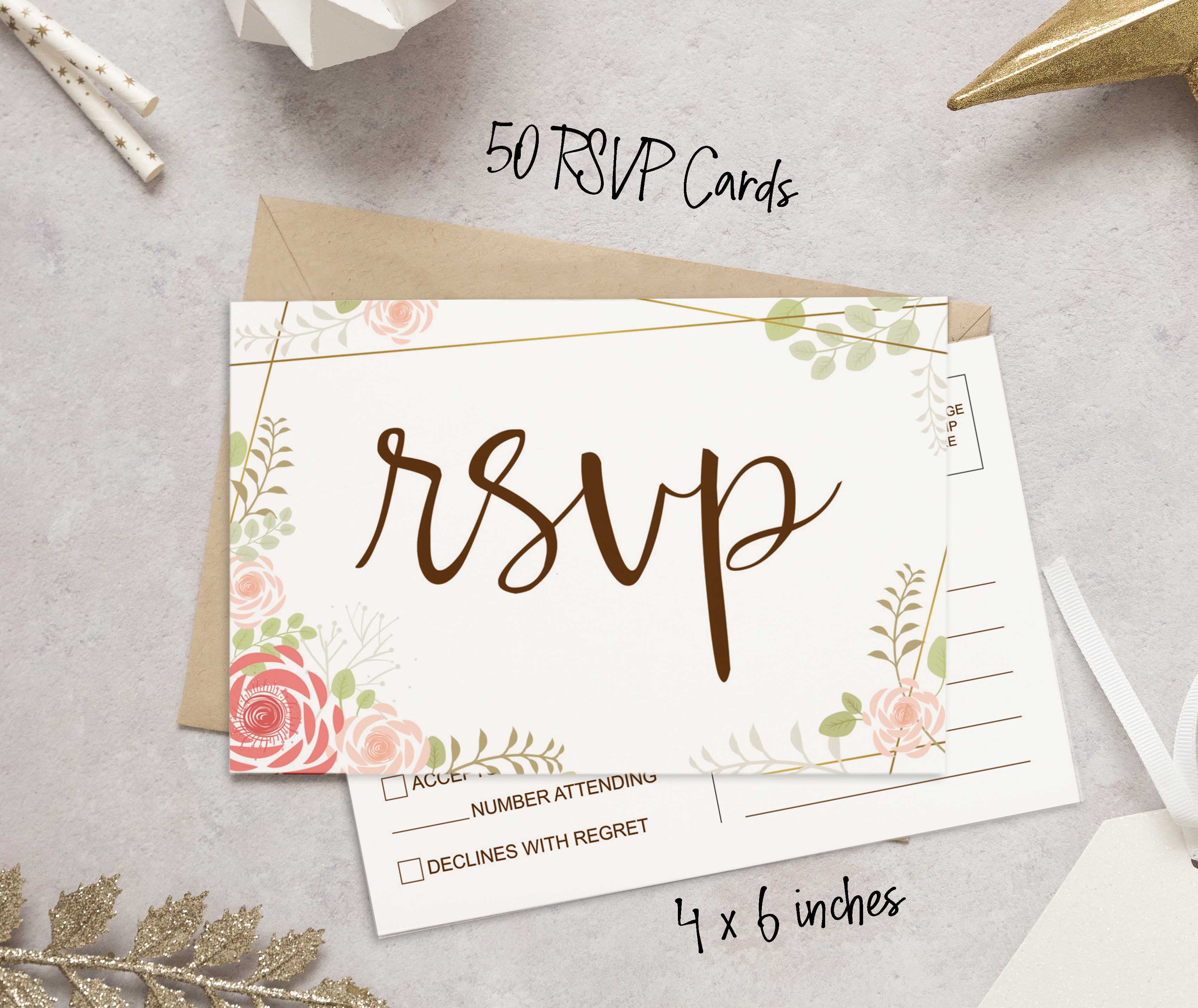 Inkdotpot 50 Blank RSVP Cards,RSVP Postcards No Envelopes Needed,Floral  Print Response Card,RSVP For Wedding,Baby Shower,Bridal Shower - Walmart.com