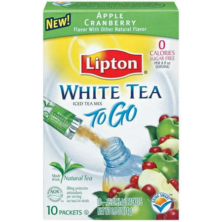 Lipton Beverage: White Tea to Go Apple Cranberry Sugar Free 10 Ct Iced Tea Mix, .5 oz