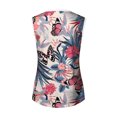 thumbnail image 5 of Camiseta sin mangas de encaje con estampado de mujer Camiseta sin mangas de empalme de cuello redondo Camiseta ligera y cómoda delgada OAVQHLG3B Store lin121212, 5 of 5