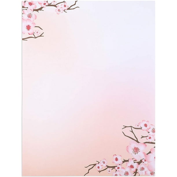 100 Sheet Japanese Cherry Blossom Stationery Paper Pink 8 5x11 Letter Size Walmart Com