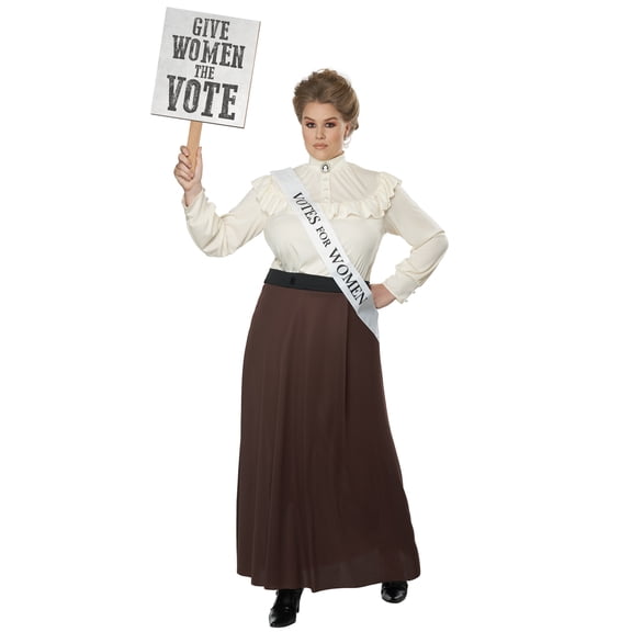 English Suffragette Women Voter Protest Fancy Dress Up Halloween Adult Costume
