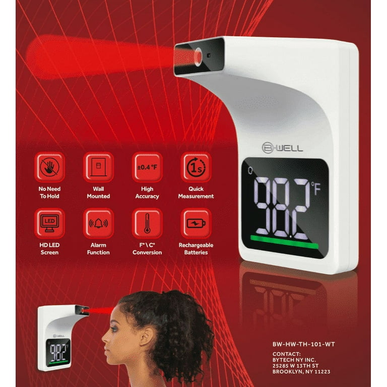 Gorilla Gadgets Wall-mounted Body Thermometer With Bluetooth Non-contact  for sale online