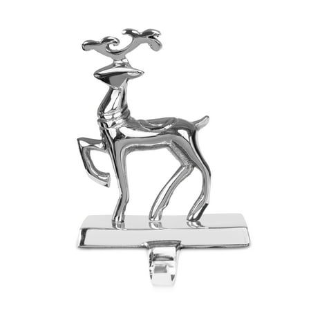 Metal Christmas Stocking Stand BIRDROCK HOME Reindeer & Santa Claus Stocking Holder Set for Mantle - Set of 4-3 Reindeer- Holiday Mantle Fireplace Topper - Decorative Christmas Stocking Holder - Family Décor Stand Hanger - Steel ()